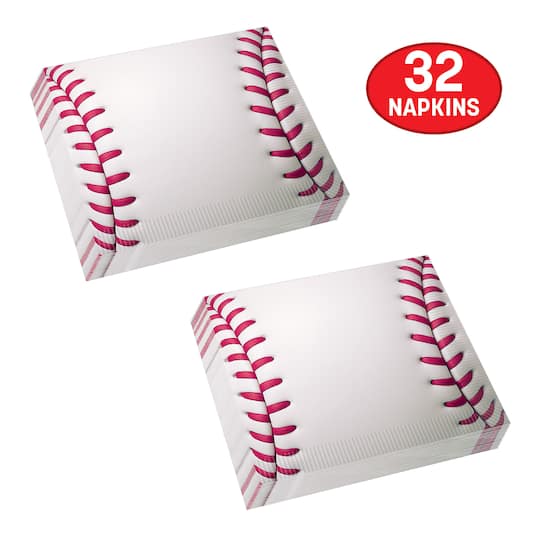 Beistle 6.5" x 6.5" Baseball 2-Ply Luncheon Napkins, 32ct.